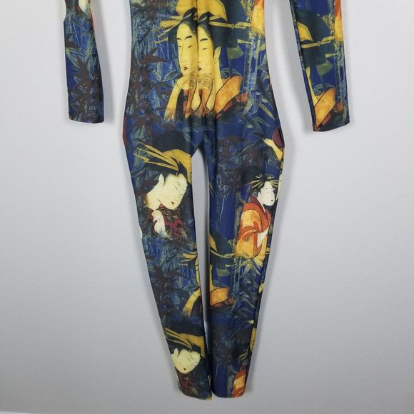 J. Lorraine Designs Kimmy Stretch Bodycon Jumpsuit In Geisha Print Size Medium - Picture 9 of 13